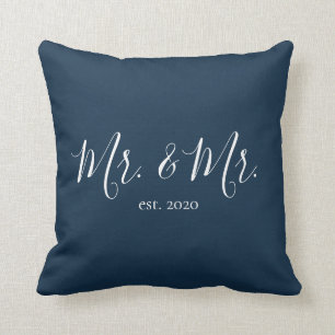 Mr. & Mr. Throw Pillow for Newlyweds Anniversary