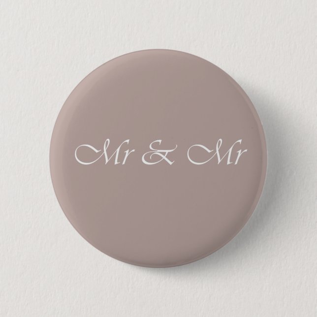 Mr & Mr Typography Beige 2 Inch Round Button (Front)