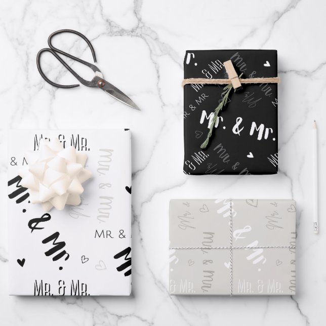 Mr & Mr Wedding  Wrapping Paper Sheets (Front)