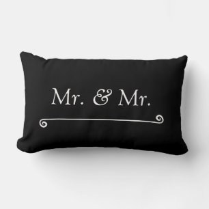 Mr. & Mr. White on Black Lumbar Pillow