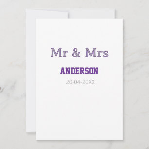 Mr & Mrs add family name date simple stylish moder Card