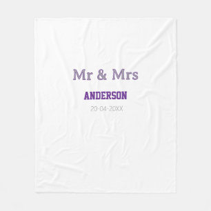 Mr & Mrs add family name date simple stylish moder Fleece Blanket