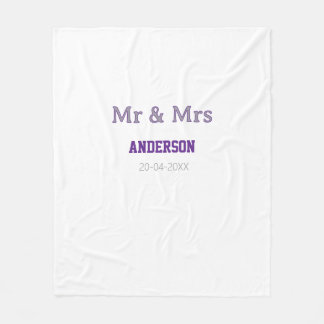 Mr & Mrs add family name date simple stylish moder Fleece Blanket