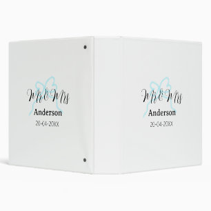Mr & Mrs add family name date year wedding bow Binder