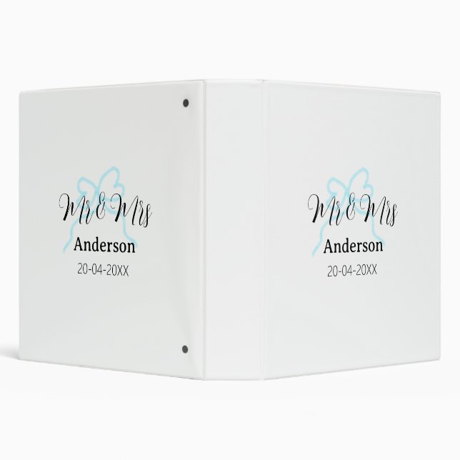 Mr & Mrs add family name date year wedding bow Binder (Background)