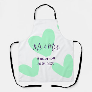 Mr & Mrs add family name date year wedding favor Apron