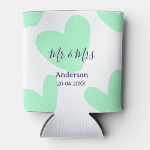 Mr & Mrs add family name date year wedding favor Can Cooler
