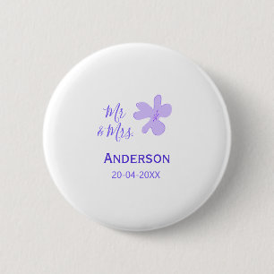 Mr & Mrs add family name date year wedding favor g 2 Inch Round Button