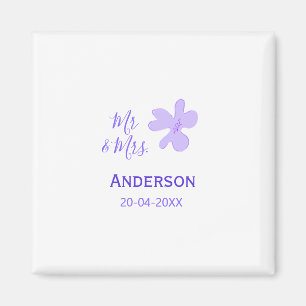 Mr & Mrs add family name date year wedding favor g Magnet