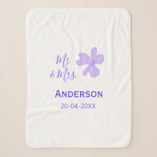 Mr & Mrs add family name date year wedding favor g Sherpa Blanket