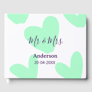 Mr & Mrs add family name date year wedding favor  Guest Book
