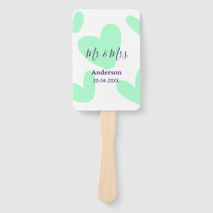 Mr & Mrs add family name date year wedding favor  Hand Fan