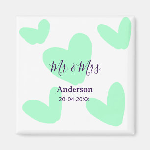 Mr & Mrs add family name date year wedding favor Magnet
