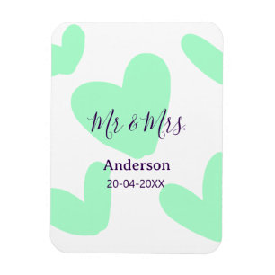 Mr & Mrs add family name date year wedding favor Magnet