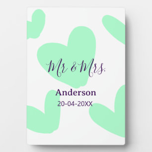 Mr & Mrs add family name date year wedding favor  Plaque