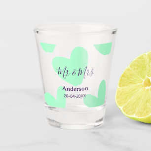 Mr & Mrs add family name date year wedding favor  Shot Glass