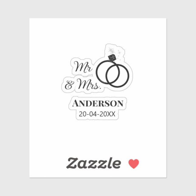 Mr & Mrs add family name date year wedding favour  (Sheet)
