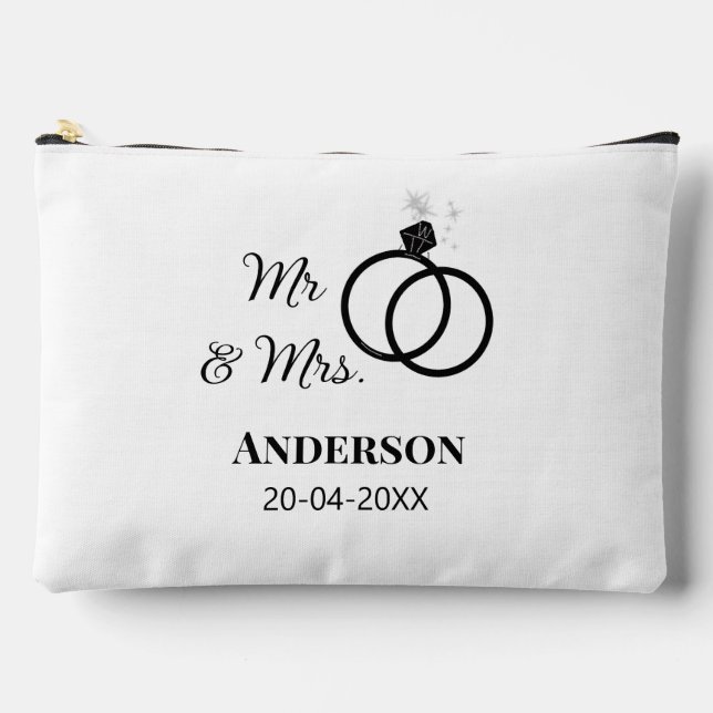 Mr & Mrs add family name date year wedding favour  Accessory Pouch (Front)