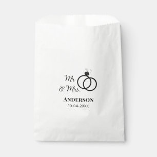 Mr & Mrs add family name date year wedding favour Bag