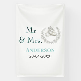 Mr & Mrs add family name date year wedding favour  Banner