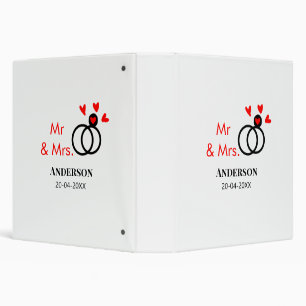 Mr & Mrs add family name date year wedding favour Binder