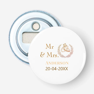 Mr & Mrs add family name date year wedding favour Bottle Opener