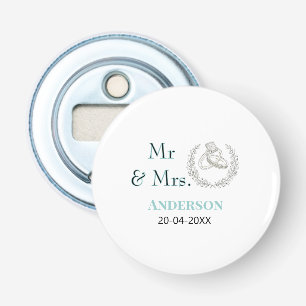 Mr & Mrs add family name date year wedding favour Bottle Opener