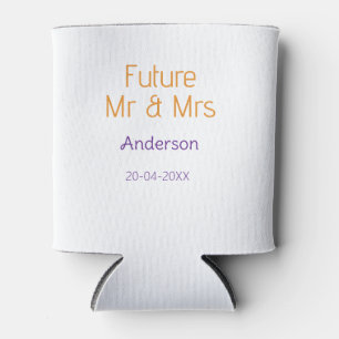 Mr & Mrs add family name date year wedding favour Can Cooler