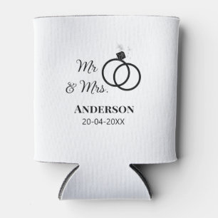 Mr & Mrs add family name date year wedding favour  Can Cooler