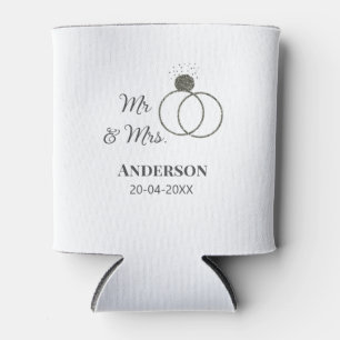 Mr & Mrs add family name date year wedding favour Can Cooler