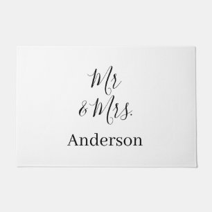 Mr & Mrs add family name date year wedding favour  Doormat
