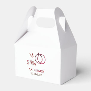 Mr & Mrs add family name date year wedding favour  Favor Box