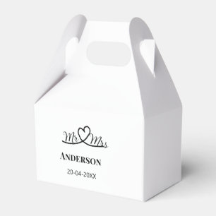 Mr & Mrs add family name date year wedding favour  Favor Box