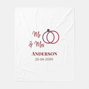 Mr & Mrs add family name date year wedding favour Fleece Blanket
