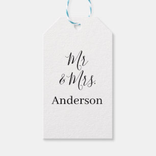 Mr & Mrs add family name date year wedding favour  Gift Tags