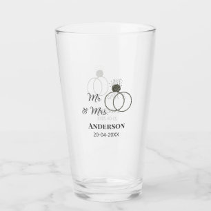 Mr & Mrs add family name date year wedding favour  Glass