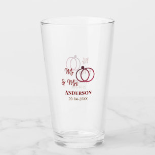 Mr & Mrs add family name date year wedding favour Glass