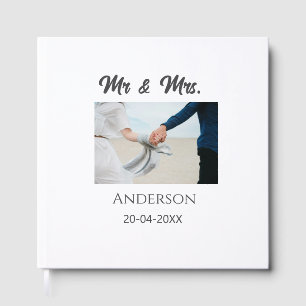 Mr & Mrs add family name date year wedding favour Guest Book