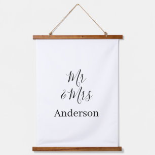 Mr & Mrs add family name date year wedding favour  Hanging Tapestry