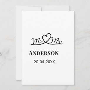 Mr & Mrs add family name date year wedding favour  Invitation