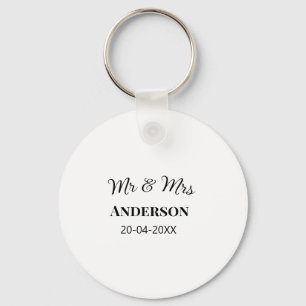 Mr & Mrs add family name date year wedding favour Keychain