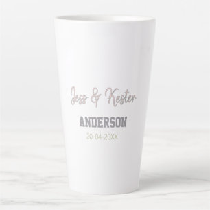 Mr & Mrs add family name date year wedding favour Latte Mug