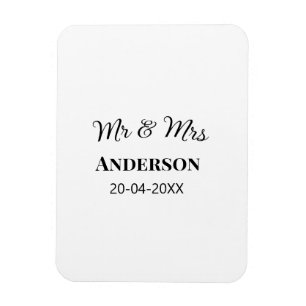 Mr & Mrs add family name date year wedding favour Magnet