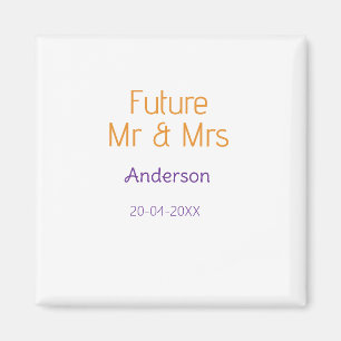 Mr & Mrs add family name date year wedding favour Magnet