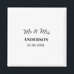 Mr & Mrs add family name date year wedding favour  Magnet<br><div class="desc">design</div>