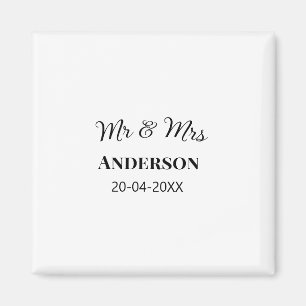 Mr & Mrs add family name date year wedding favour  Magnet