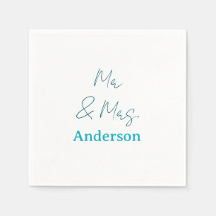 Mr & Mrs add family name date year wedding favour  Napkin