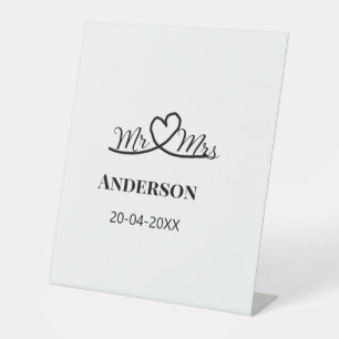 Mr & Mrs add family name date year wedding favour  Pedestal Sign