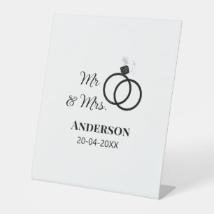 Mr & Mrs add family name date year wedding favour  Pedestal Sign