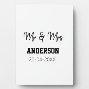 Mr & Mrs add family name date year wedding favour  Plaque